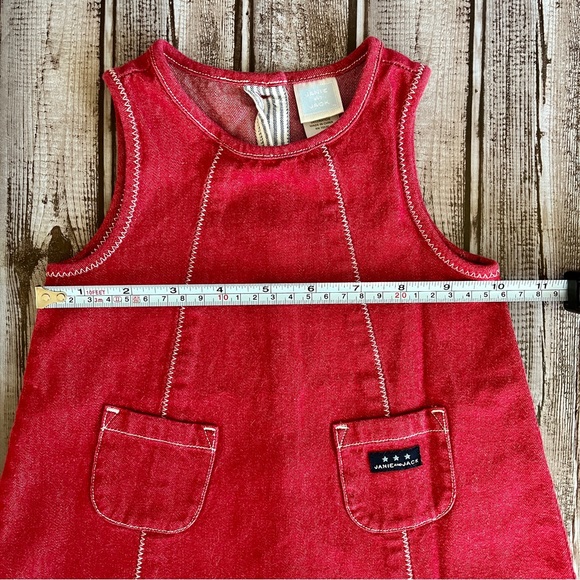 Janie & Jack Denim Jumper Dress Sz 6-12 Months Red - Picture 6 of 7
